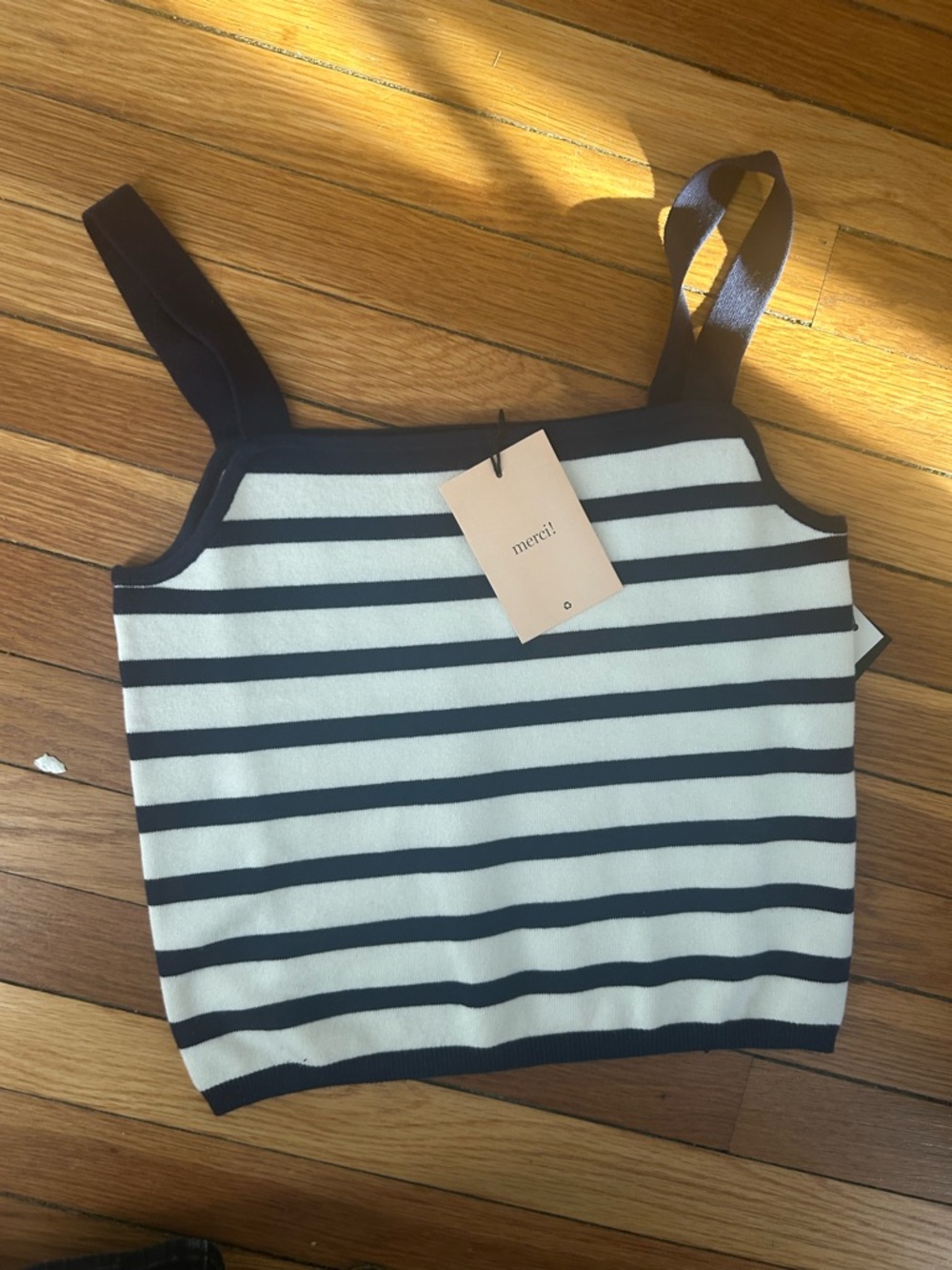 La Ligne Striped Knit Tank Top in Ivory & Navy